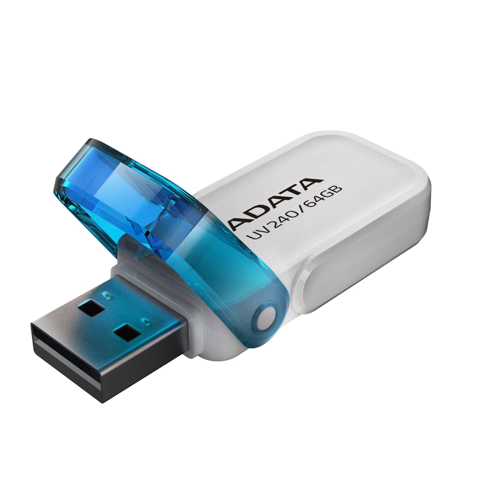 ADATA UV240 USB-Stick 64 GB – USB-A USB 2.0, mit Kappe, Blau, Weiss