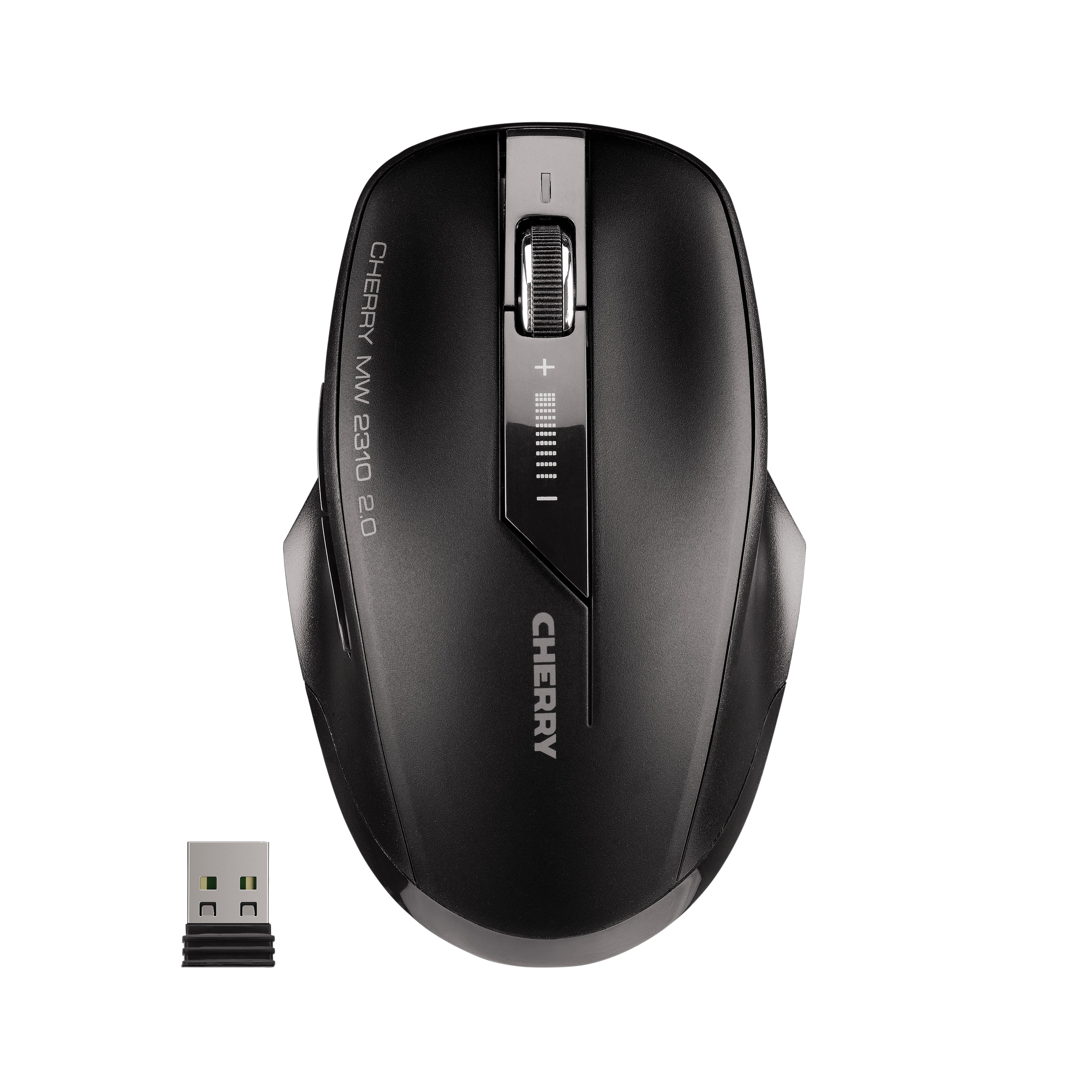 CHERRY MW 2310 2.0 Maus – kabellos, 2,4 GHz (USB-A), 2'400 dpi, 6 Tasten, beidhändig, schwarz