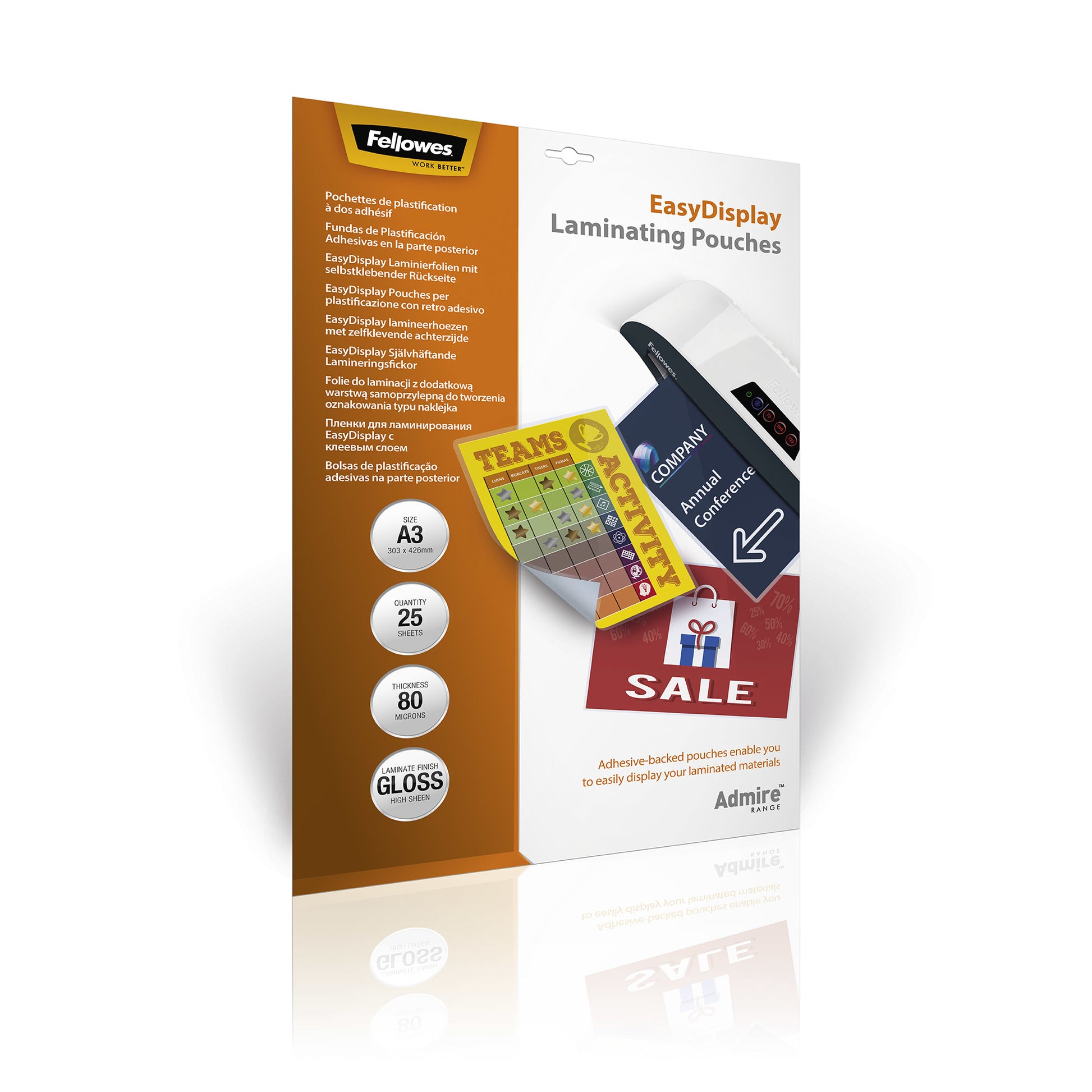 Fellowes Laminierfolien Admire Easydisplay – A3, 80 µm