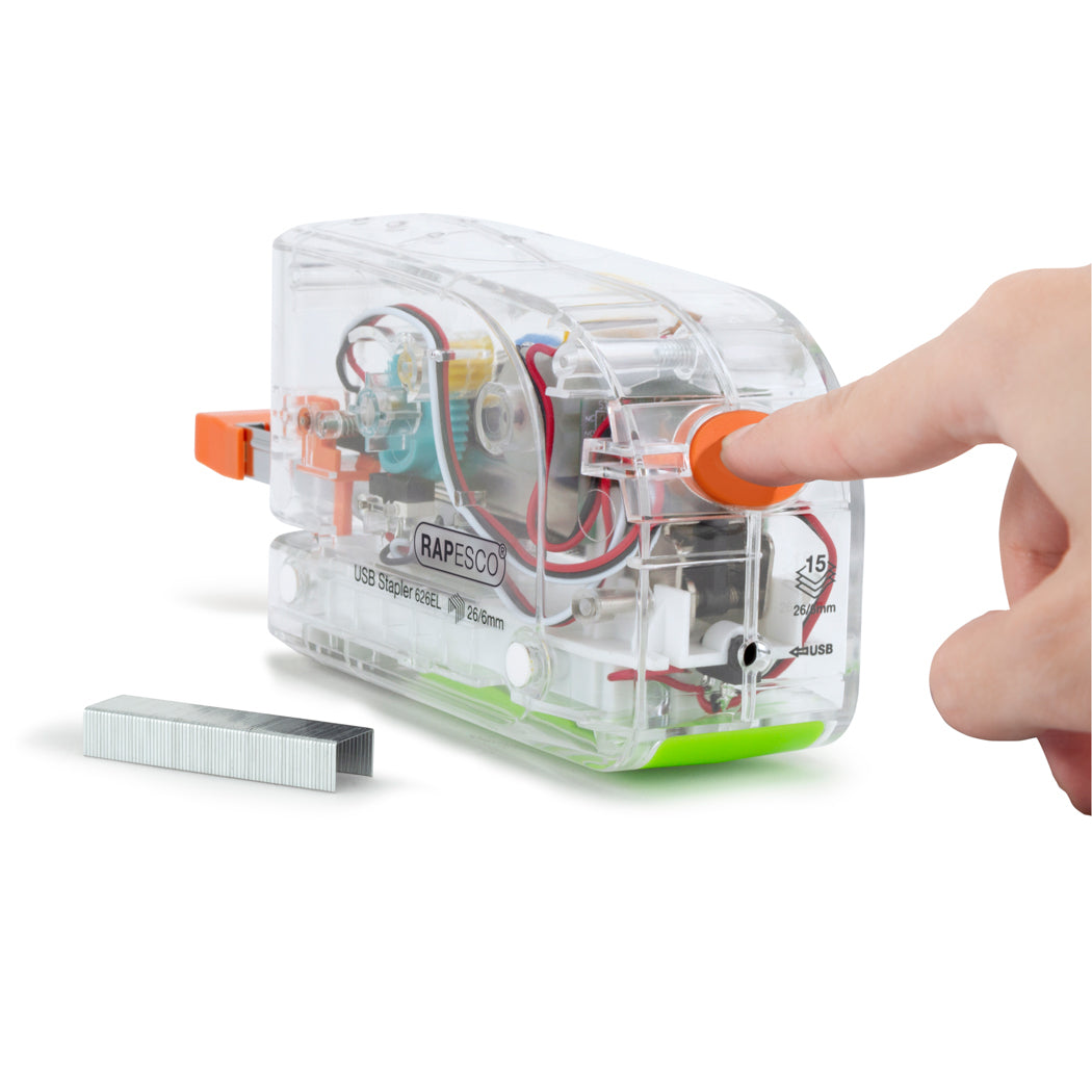 Rapesco 626EL Elektrohefter – 15 Blatt, Akku, Transparent