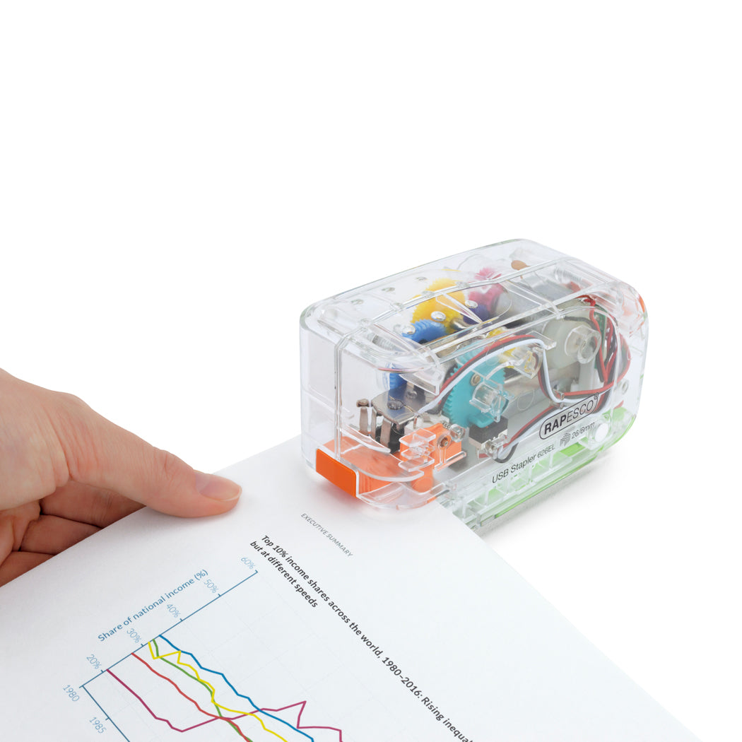 Rapesco 626EL Elektrohefter – 15 Blatt, Akku, Transparent