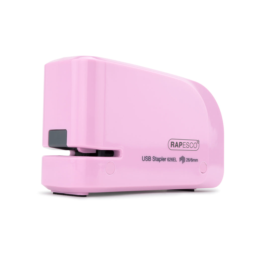 Rapesco 626EL Elektrohefter – 15 Blatt, Akku/Netz, für 26/6, Rosa