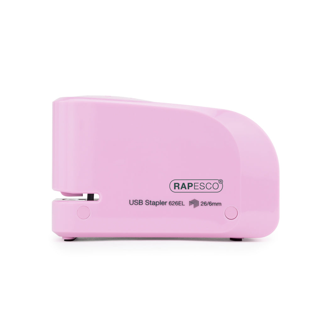 Rapesco 626EL Elektrohefter – 15 Blatt, Akku/Netz, für 26/6, Rosa