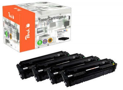 Peach Toner-Multipack CF400-3X – BK/C/M/Y, schwarz 2800, C/M/Y 2300 Seiten