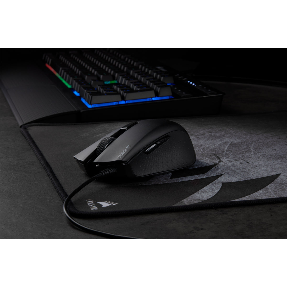 Corsair Harpoon RGB Pro – Gaming-Maus – Kabelgebunden (USB‑A), 12000 DPI, RGB-Beleuchtung, rechts, Schwarz