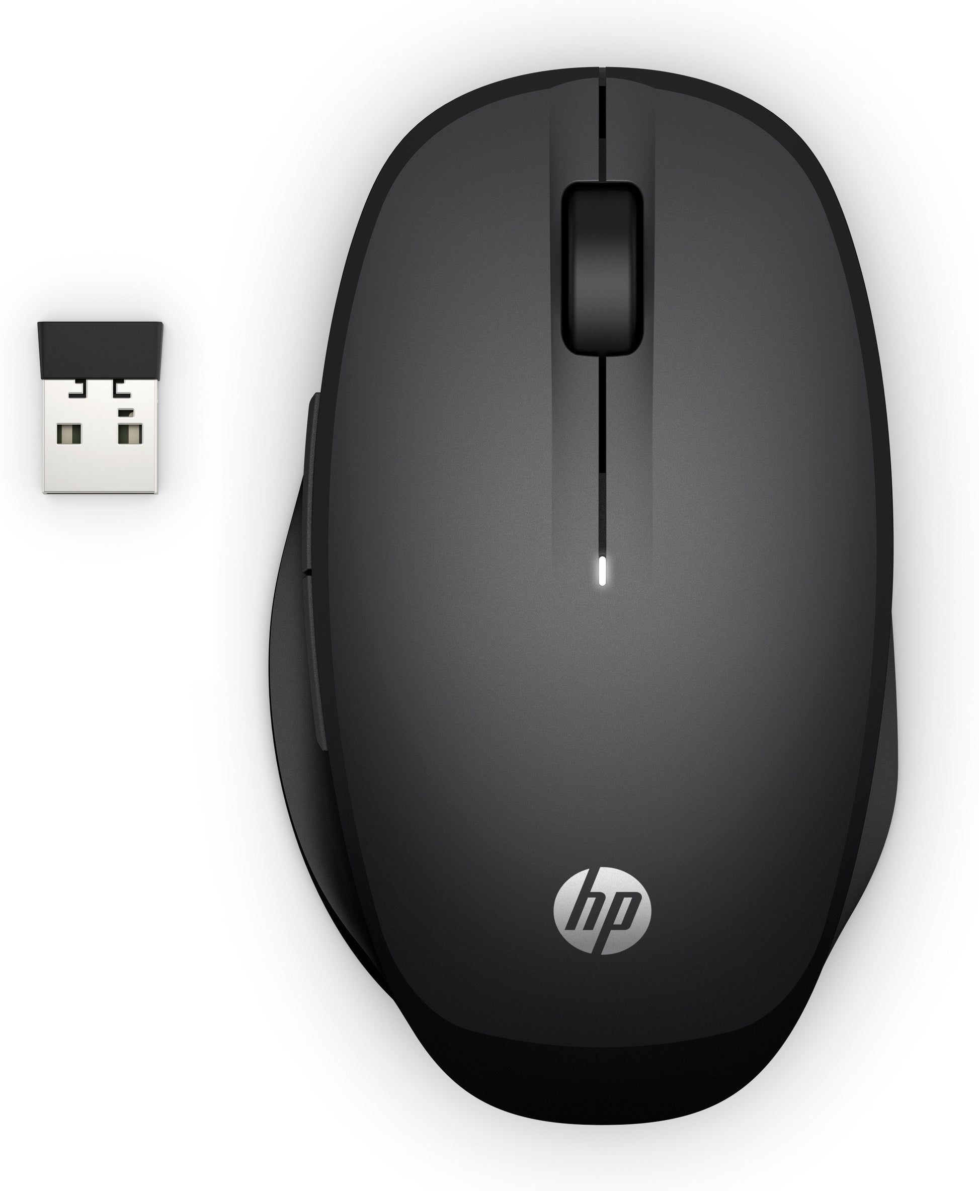 HP Dual Mode Mouse 300 E – Maus – Kabellos (Bluetooth/2,4 GHz), 3600 DPI, rechts, Schwarz