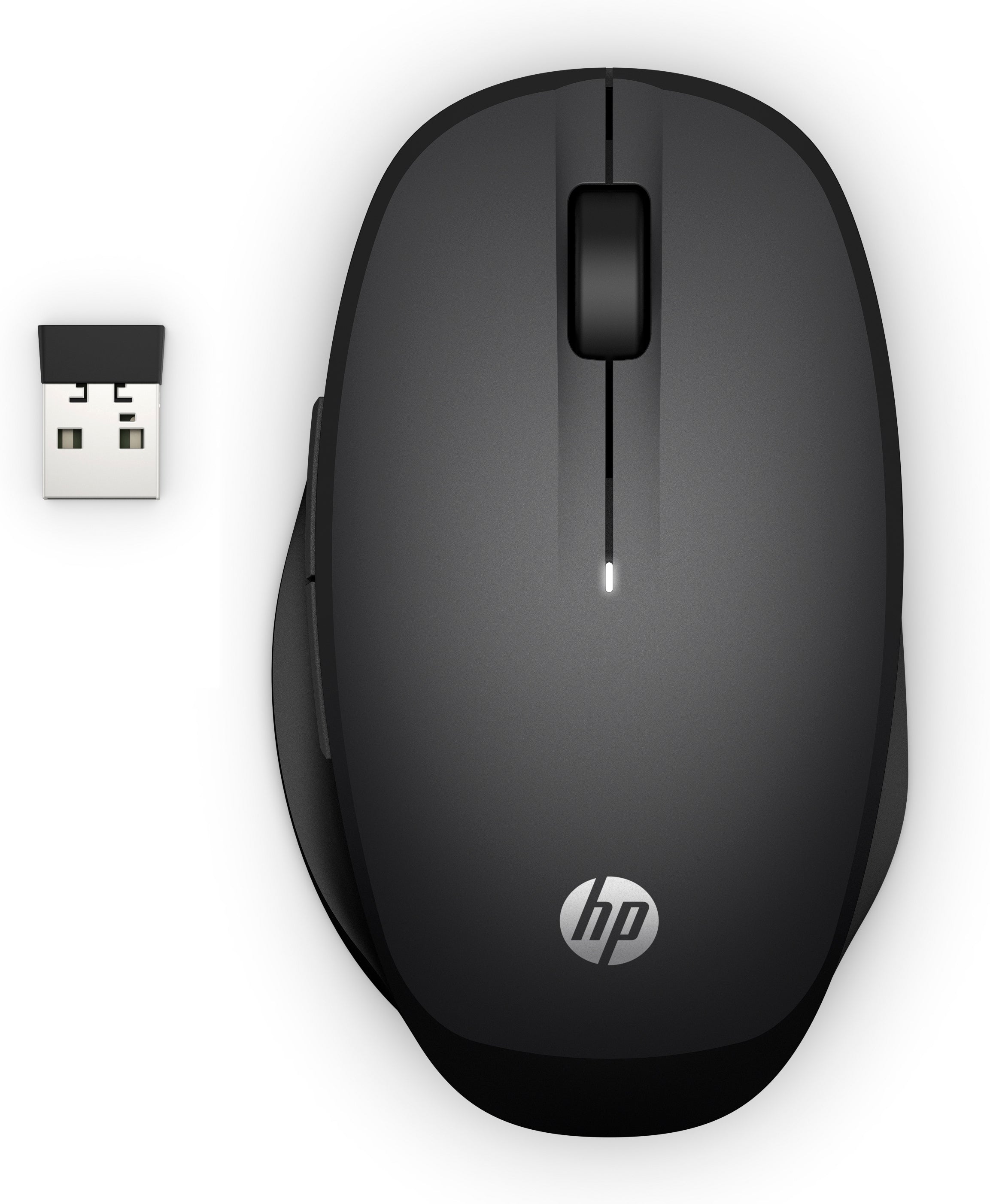 HP Dual Mode Mouse 300 E – Maus – Kabellos (Bluetooth/2,4 GHz), 3600 DPI, rechts, Schwarz
