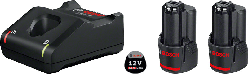 Bosch Professionelles GBA Akku- & Ladegerät-Set 10,8 V 2 Ah (24 Wh) – 2 Stk – für Bosch