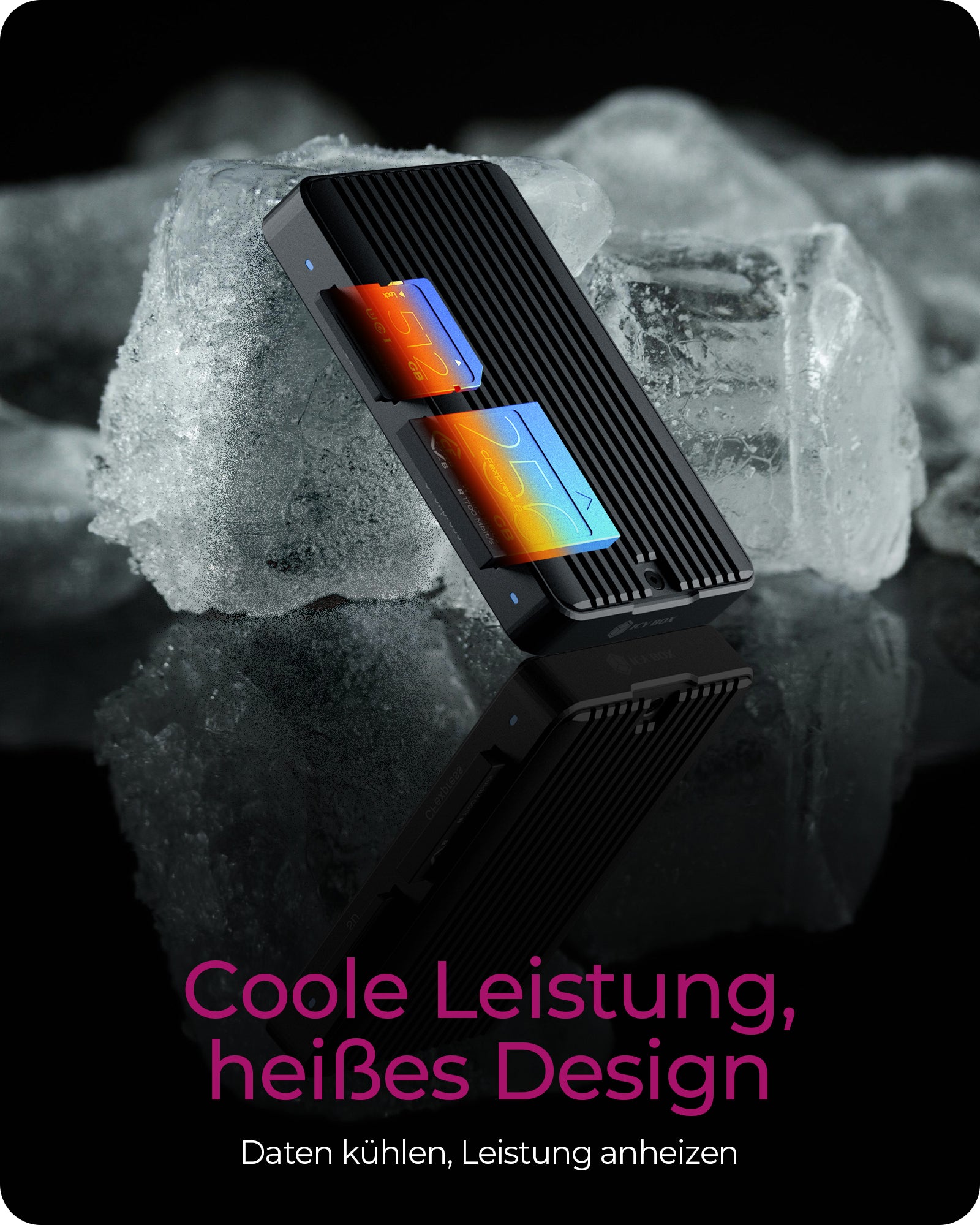 ICY BOX USB-Kartenleser USB-C – CFexpress, SD – USB 3.2 Gen 2 (10 Gbit/s) – LED-Anzeige – für Windows, macOS
