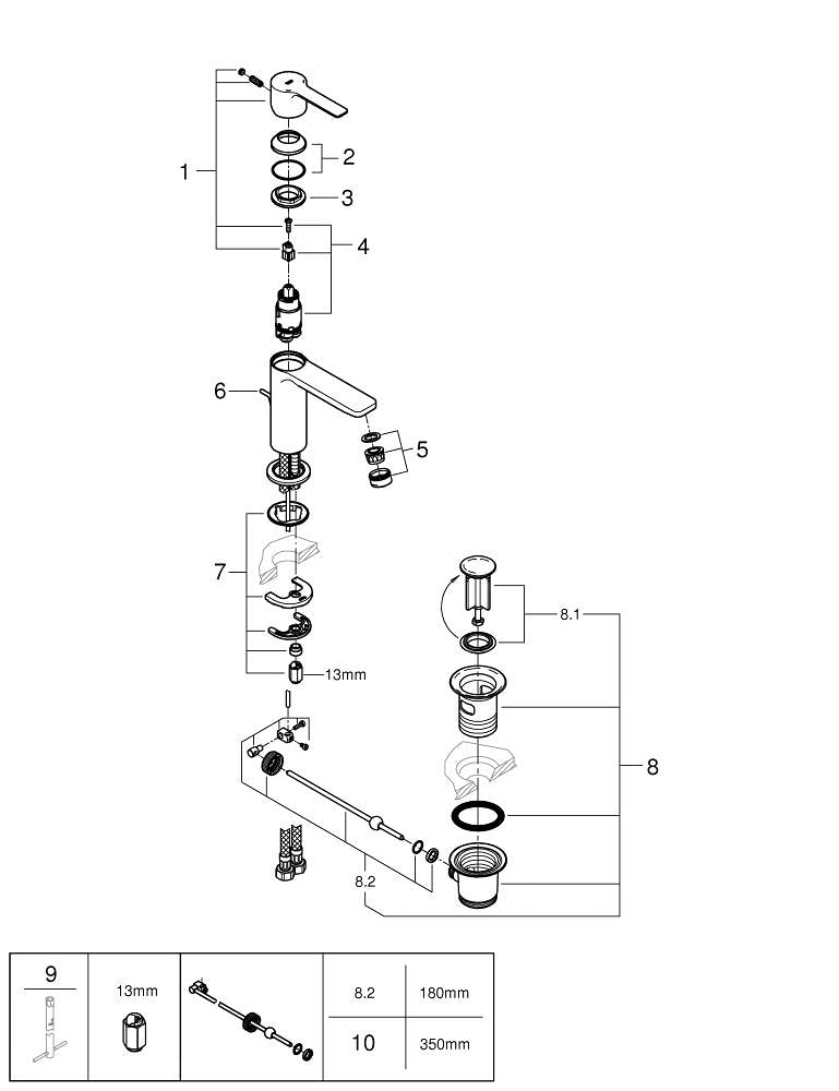 GROHE Badebatterie (Unterputz) Lineare – Einhebelmischer, Metall, Schwarz