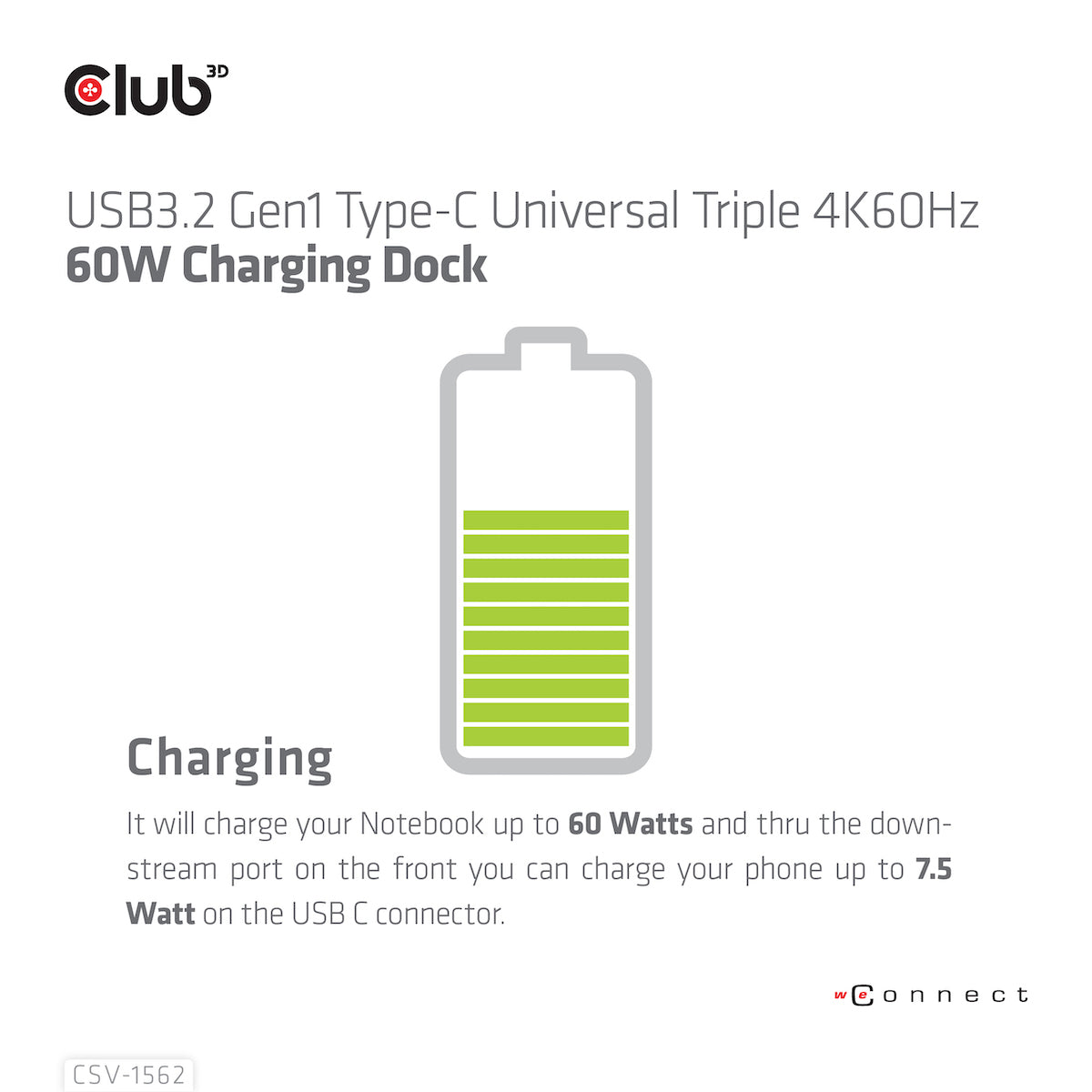 CLUB3D Club 3D CSV-1562 Dockingstation – USB-C, 2× DP, 3× HDMI, 4× USB-A, 135 W PD, GbE, 3,5 mm, für Windows/Mac