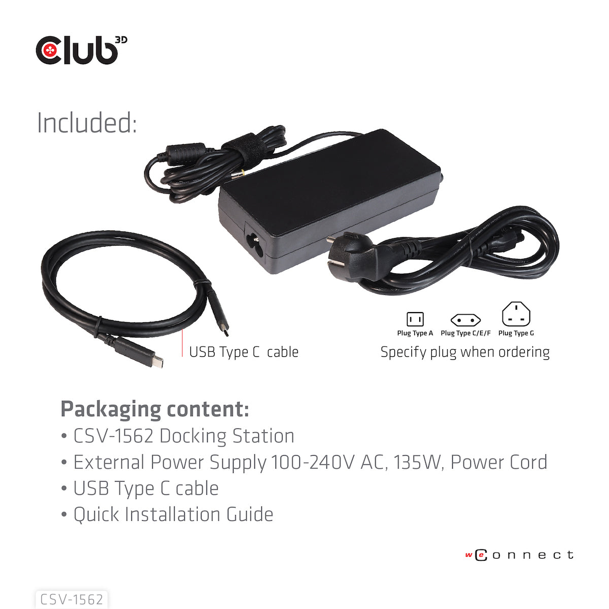 CLUB3D Club 3D CSV-1562 Dockingstation – USB-C, 2× DP, 3× HDMI, 4× USB-A, 135 W PD, GbE, 3,5 mm, für Windows/Mac