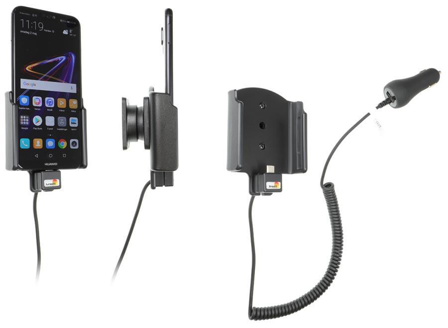 Brodit Auto-Ladegerät – 1× USB-A, Ausgang 4,75–5,25 V – Schraubbefestigung – für Huawei P20 Lite – Schwarz