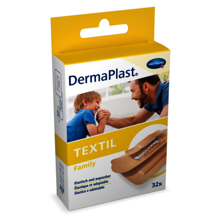 DermaPlast Pflaster Sortiment – 9 × 38 mm (8), 19 × 72 mm (20), 40 × 60 mm (4), 32 Stück, beige, elastisch