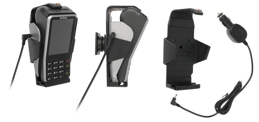 Brodit 712210 – Payment-Halterung, 360°/0–17°, für VeriFone V400m, Zigarettenanzünder 12/24 V, Schwarz
