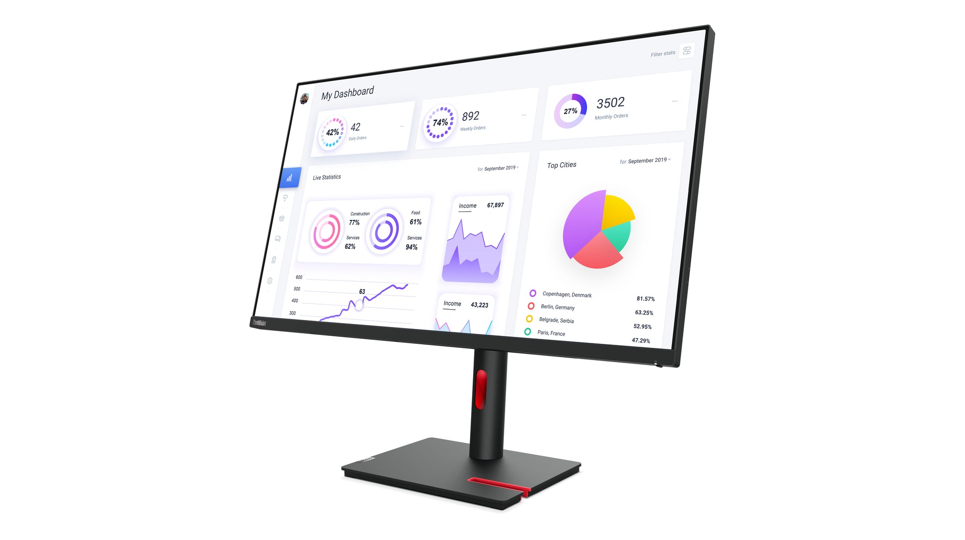 Lenovo ThinkVision T32p-30 – Monitor, 31,5", IPS, 60 Hz, 350 cd/m², VESA 100 × 100, Schwarz