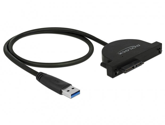 DeLOCK 64048 Adapter USB 3.2 Gen 1 (5 Gbit/s) zu SATA 6 Gbit/s – 0,35 m, JMicron JMS578, für Slimline (13-Pin)