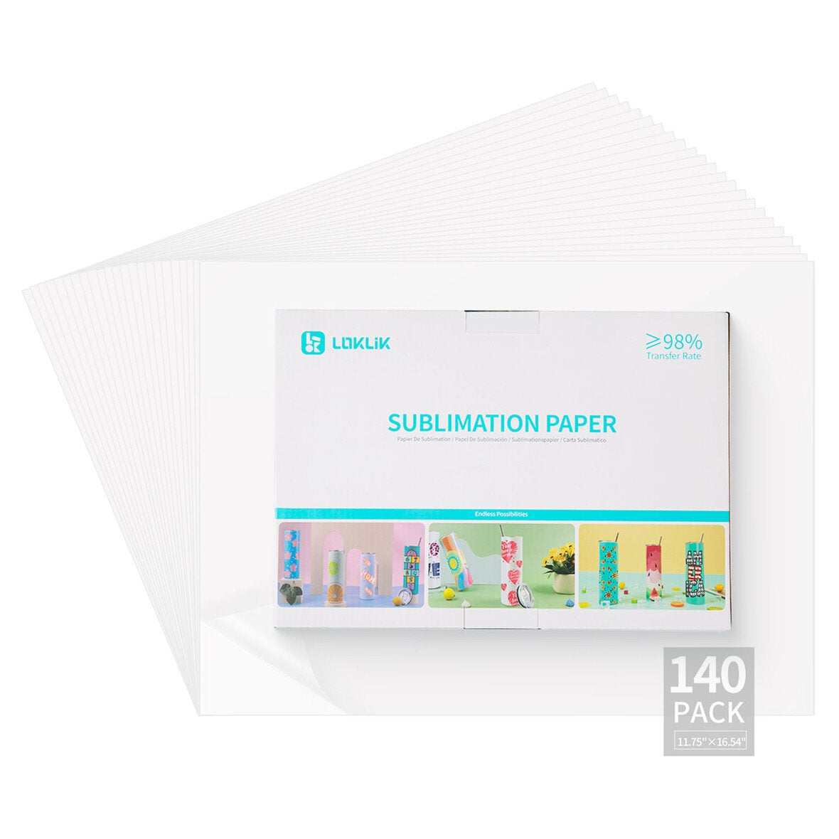 LOKLiK Sublimationspapier, Weiss, A3, für Drucker/Kopierer, 140 Blatt
