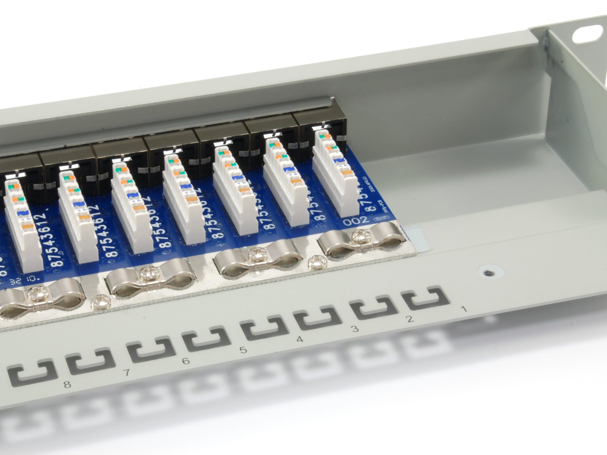 Equip Patchpanel Cat 6 – 16× RJ‑45, geschirmt, LSA, 19", 1U, Grau