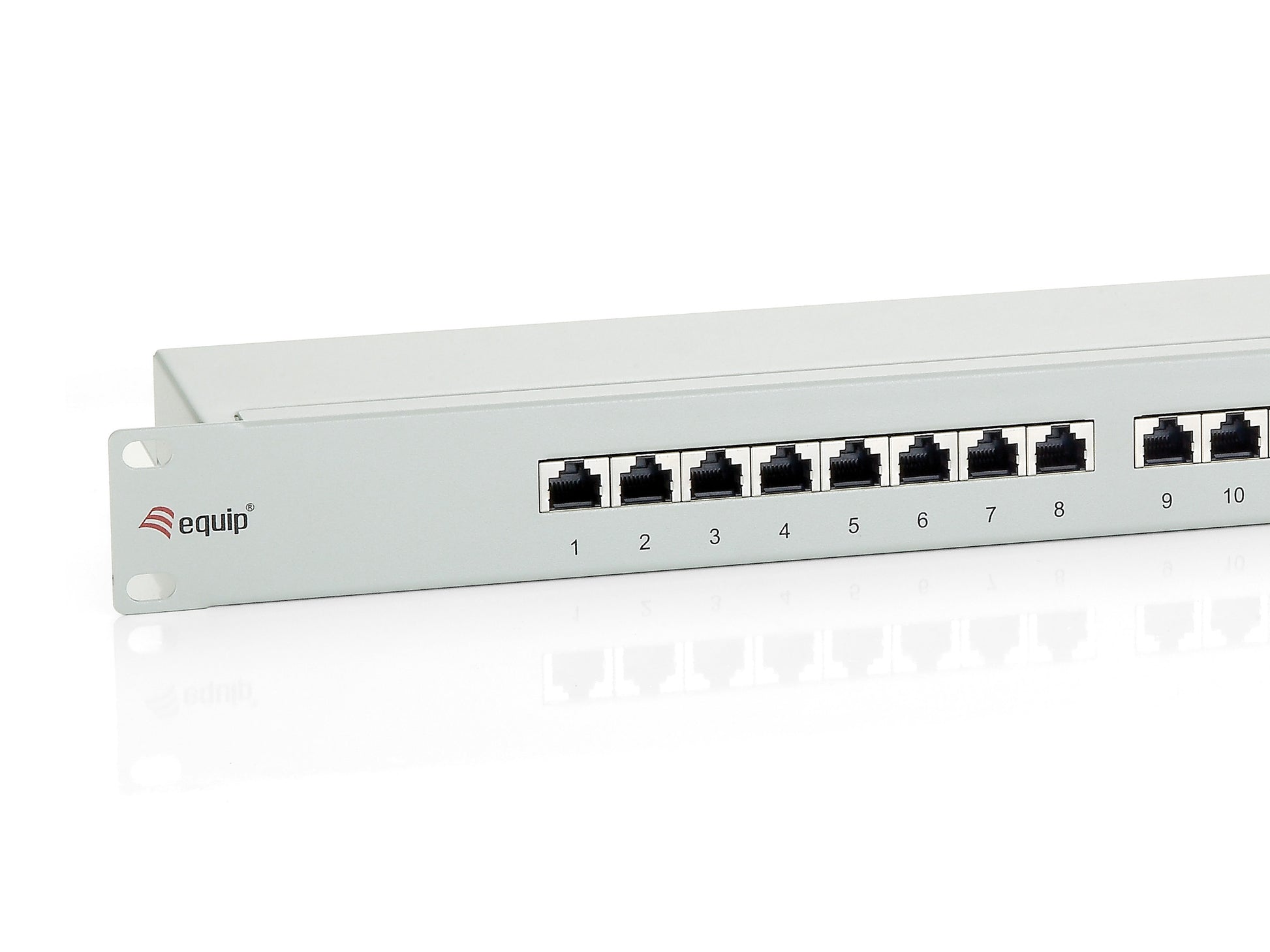 Equip Patchpanel Cat 6 – 16× RJ‑45, geschirmt, LSA, 19", 1U, Grau