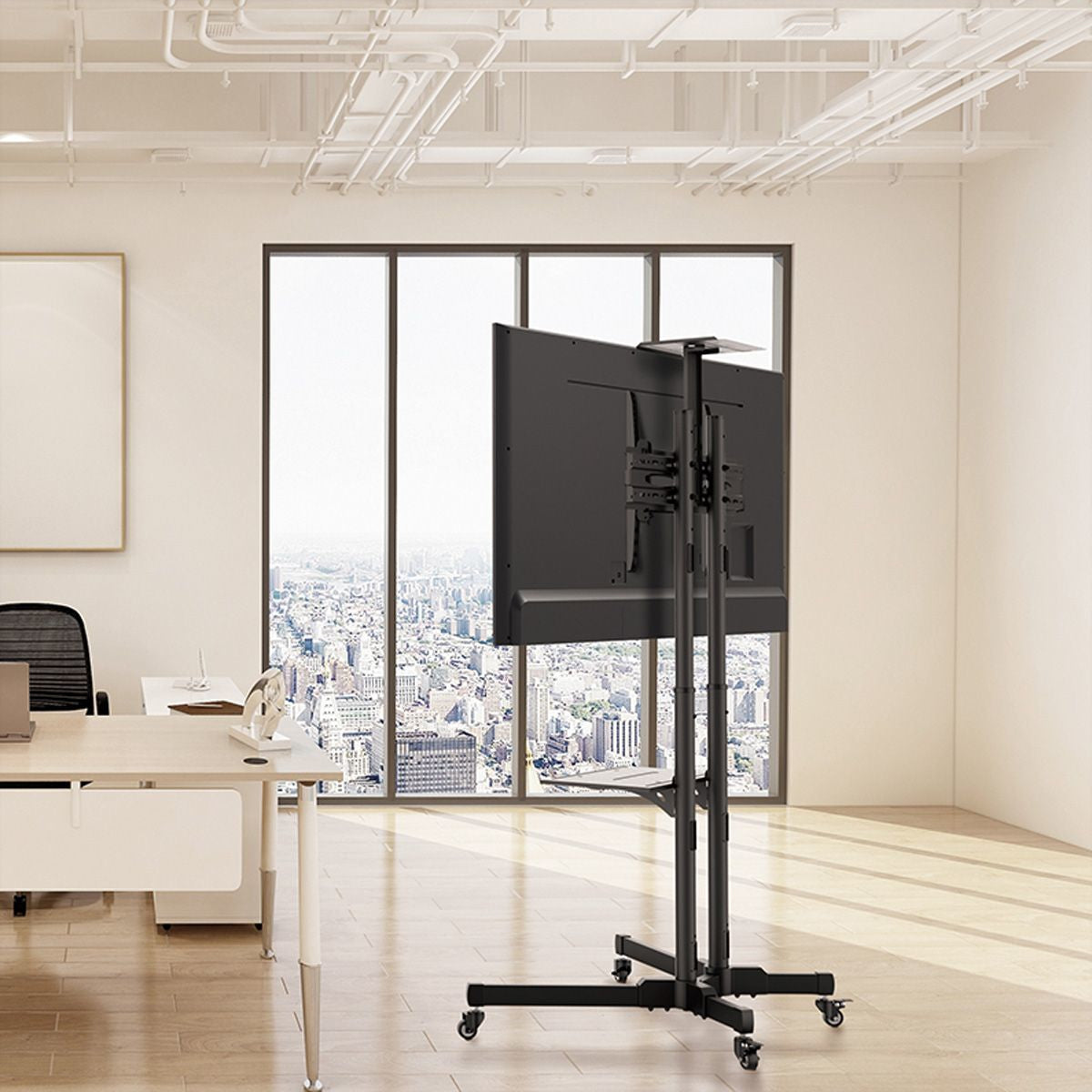 VALUE TV-Wagen – 37–70" – VESA 200×200–600×400 – bis 50 kg, Höhenverstellbar, mit Rollen, Schwarz