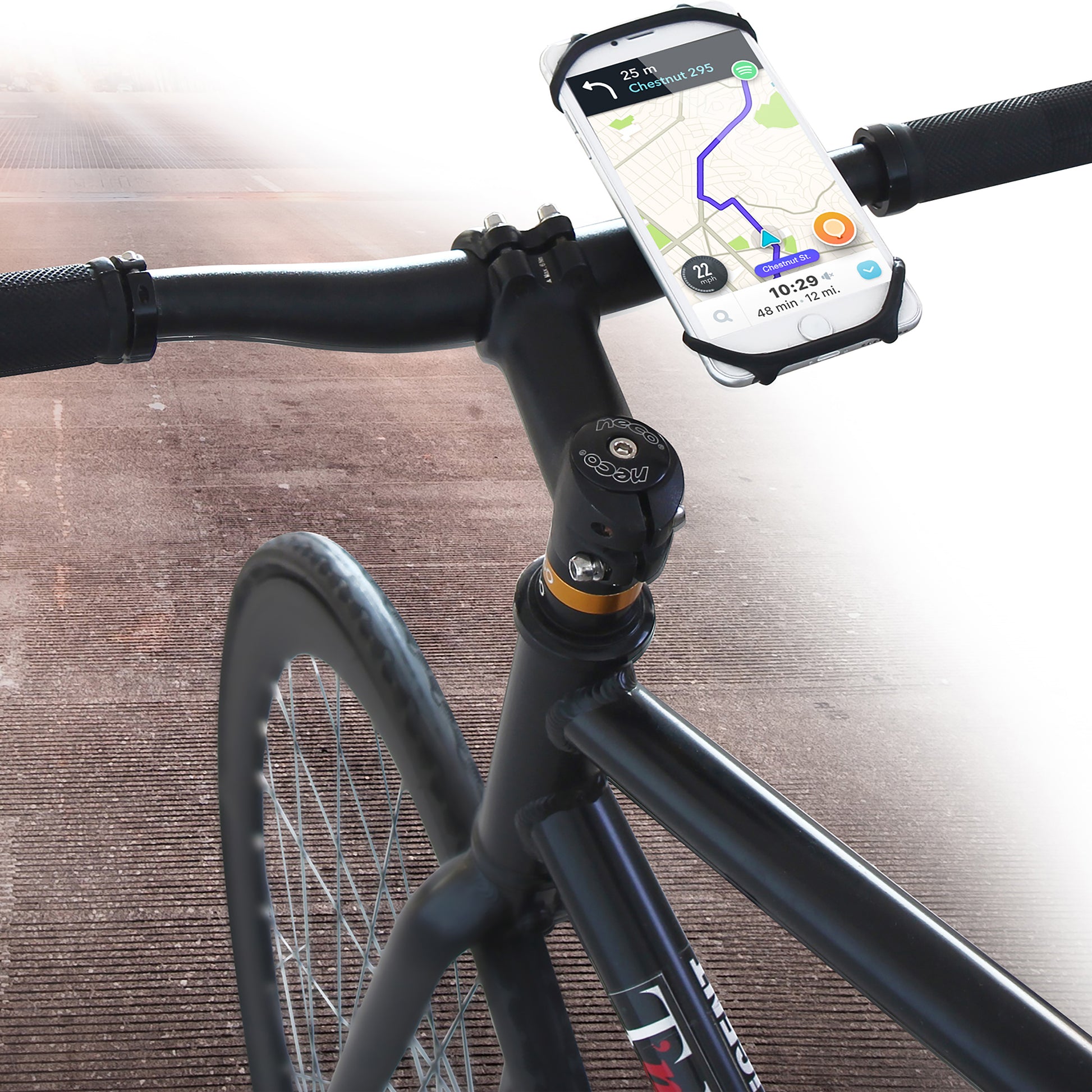 T'nB Fahrradhalterung, Lenkerbefestigung Ø 28 mm – für Smartphones bis 5,5" – Schwarz, Silikon