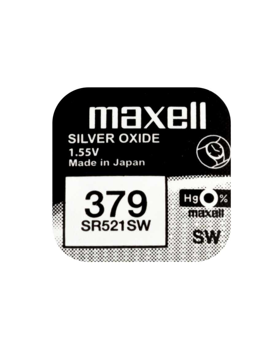 Maxell Knopfzellen SR521SW, Silberoxid, 1,55 V – 10 Stk.