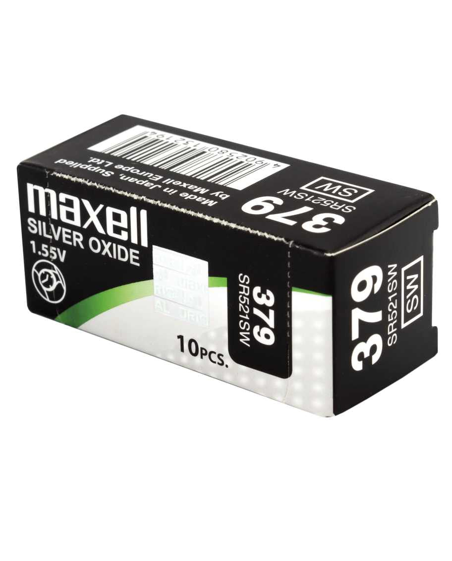 Maxell Knopfzellen SR521SW, Silberoxid, 1,55 V – 10 Stk.