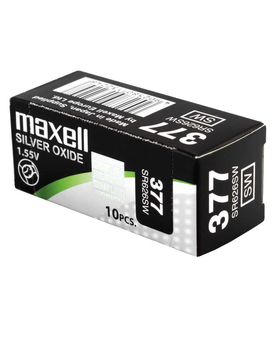 Maxell Knopfzellen SR626SW, Silberoxid, 1,55 V – 10 Stk.
