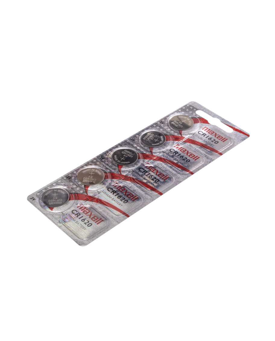 Maxell Knopfzellen CR1620, Lithium-Mangandioxid, 3 V – 5 Stk.