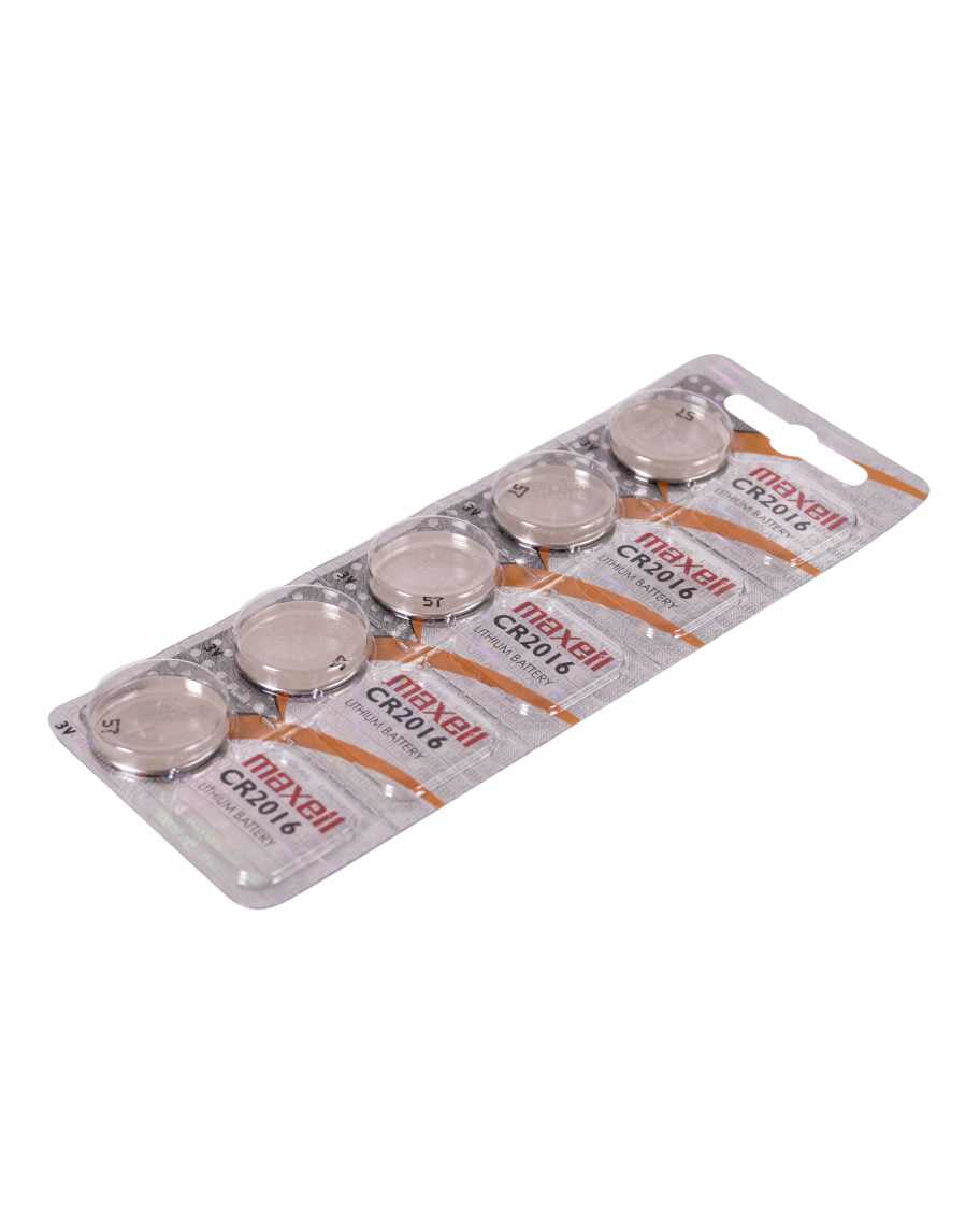 Maxell Knopfzellen CR2016, Lithium-Mangandioxid, 3 V – 5 Stk.