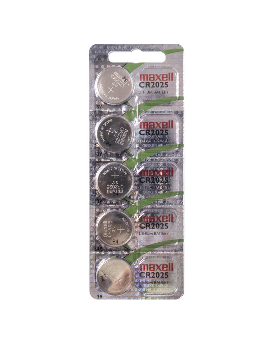 Maxell Knopfzellen CR2025, Lithium-Mangandioxid, 3 V – 5 Stk.