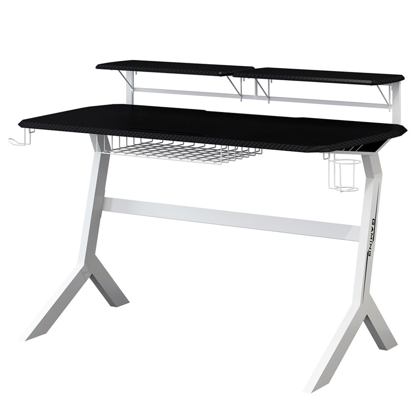 LC-Power LC-GD1W Gaming-Tisch – 130 × 70 cm, schwarz/weiss, Metall