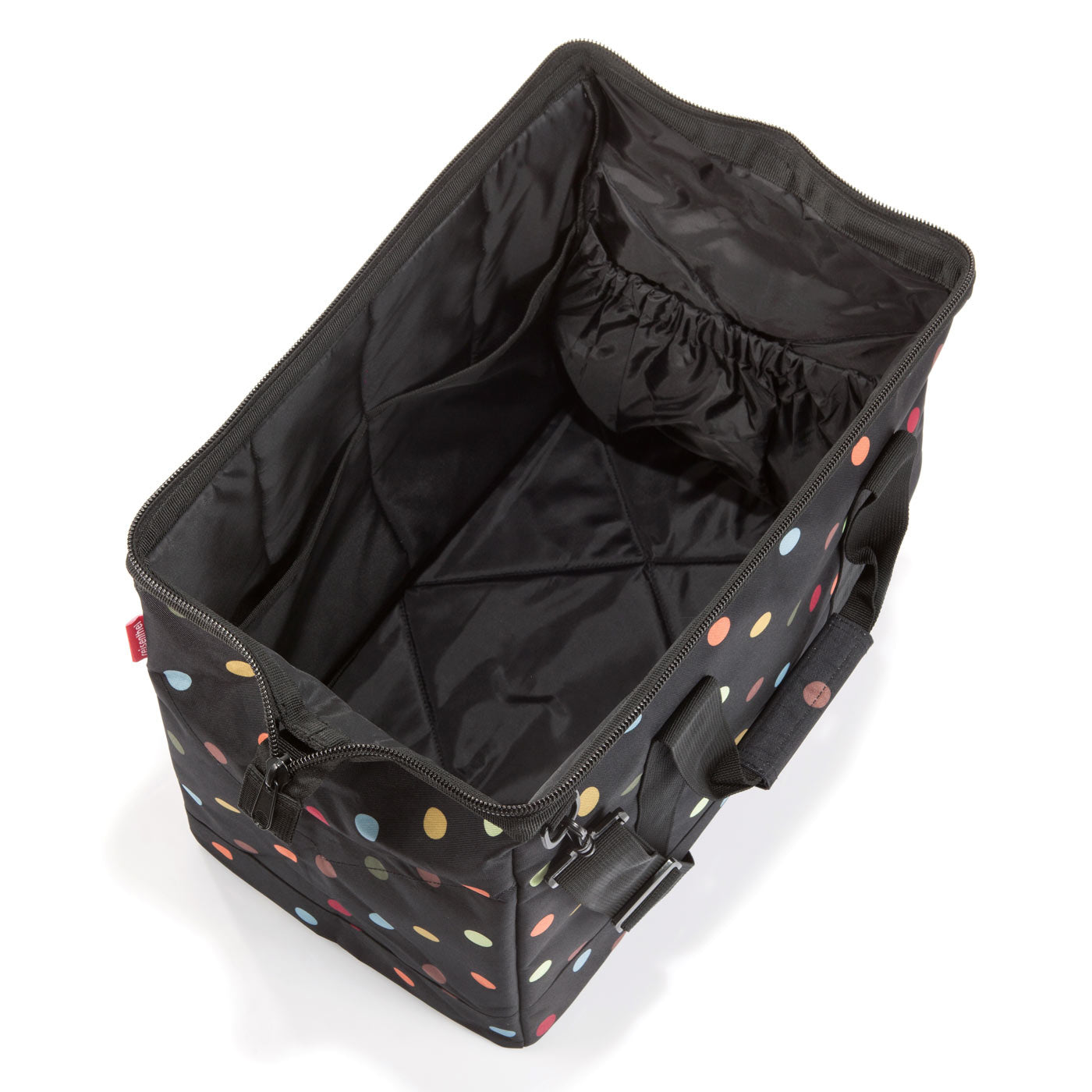 Reisenthel Umhängetasche Allrounder L Dots – Polyester, Schwarz, 48 × 29 × 39,5 cm