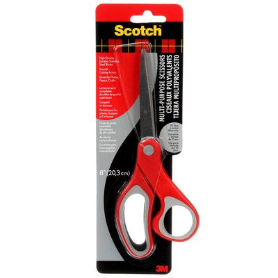 Scotch Universalschere – 20,0 cm, Edelstahl, für Rechts- und Linkshänder, spitz, Kunststoff, rot