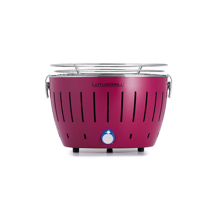 LotusGrill G280 – Tischgrill, Ø 29 × 29 cm, Holzkohle, Stahl/Edelstahl, Violett, USB-Anschluss