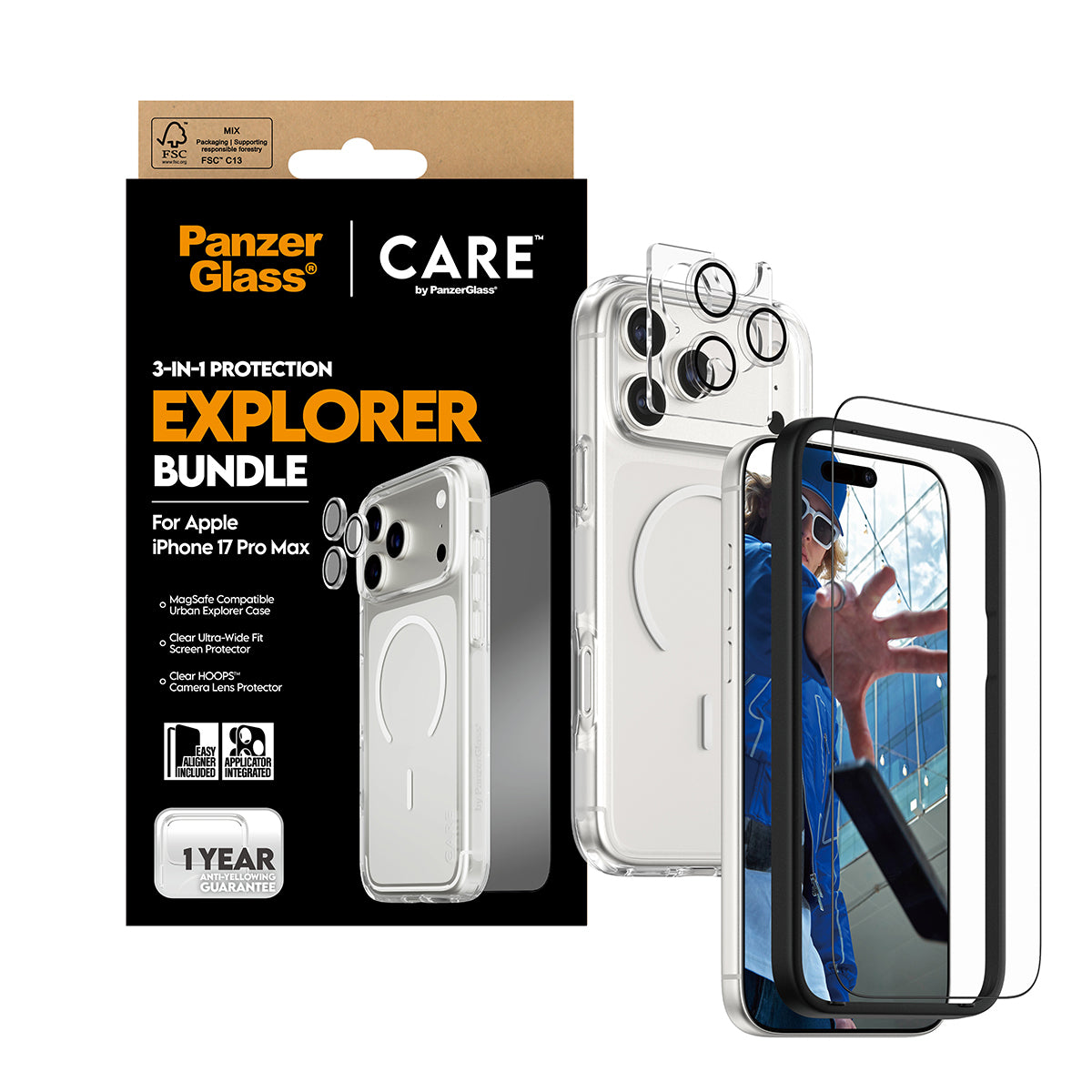 PanzerGlass Backcover – für Apple iPhone 17 Pro Max – transparent – MagSafe kompatibel
