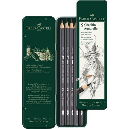 Faber-Castell Graphite Aquarelle Graphit-Set, Jumbo, Metalletui – 5-teilig