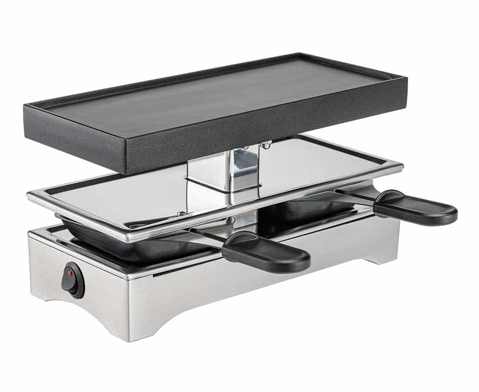 Koenig Raclette-Grill B02241 – 2 Personen, 440 W, Aluminiumguss (beschichtet) – Schwarz/Edelstahl
