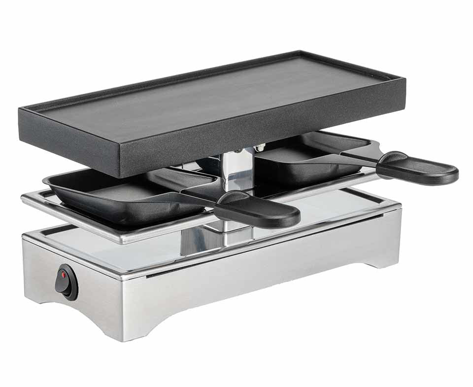 Koenig Raclette-Grill B02241 – 2 Personen, 440 W, Aluminiumguss (beschichtet) – Schwarz/Edelstahl