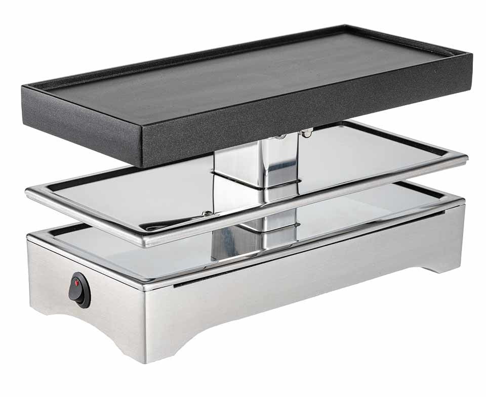 Koenig Raclette-Grill B02241 – 2 Personen, 440 W, Aluminiumguss (beschichtet) – Schwarz/Edelstahl