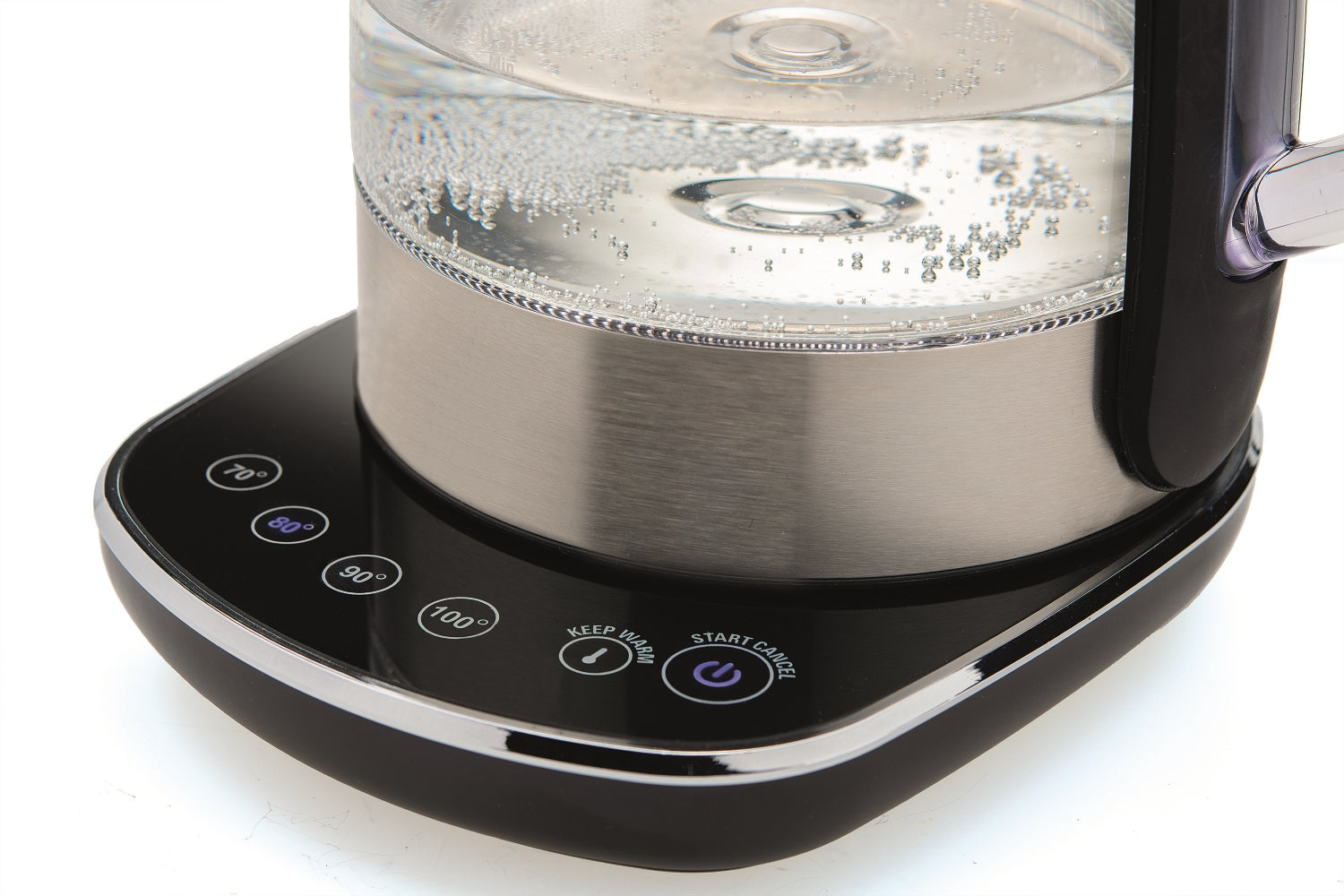 KOENIG B02118 – Tee- & Wasserkocher, 1,5 l, 4 Temperaturstufen, 2200 W, Glas/Edelstahl, Silber