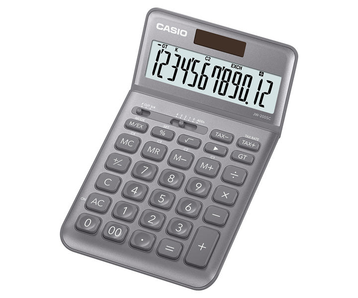 Casio Tischrechner JW-200SC-GY – 12-stellig – Solar/Batterie – Grau