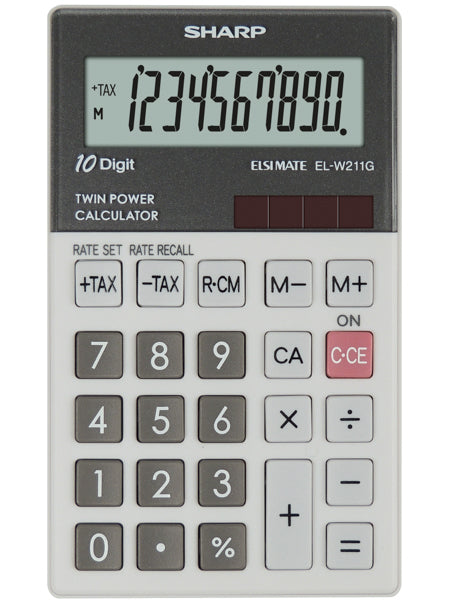 Sharp Finanzrechner EL-W211G – 10-stellig – Netz/Batterie – Grau
