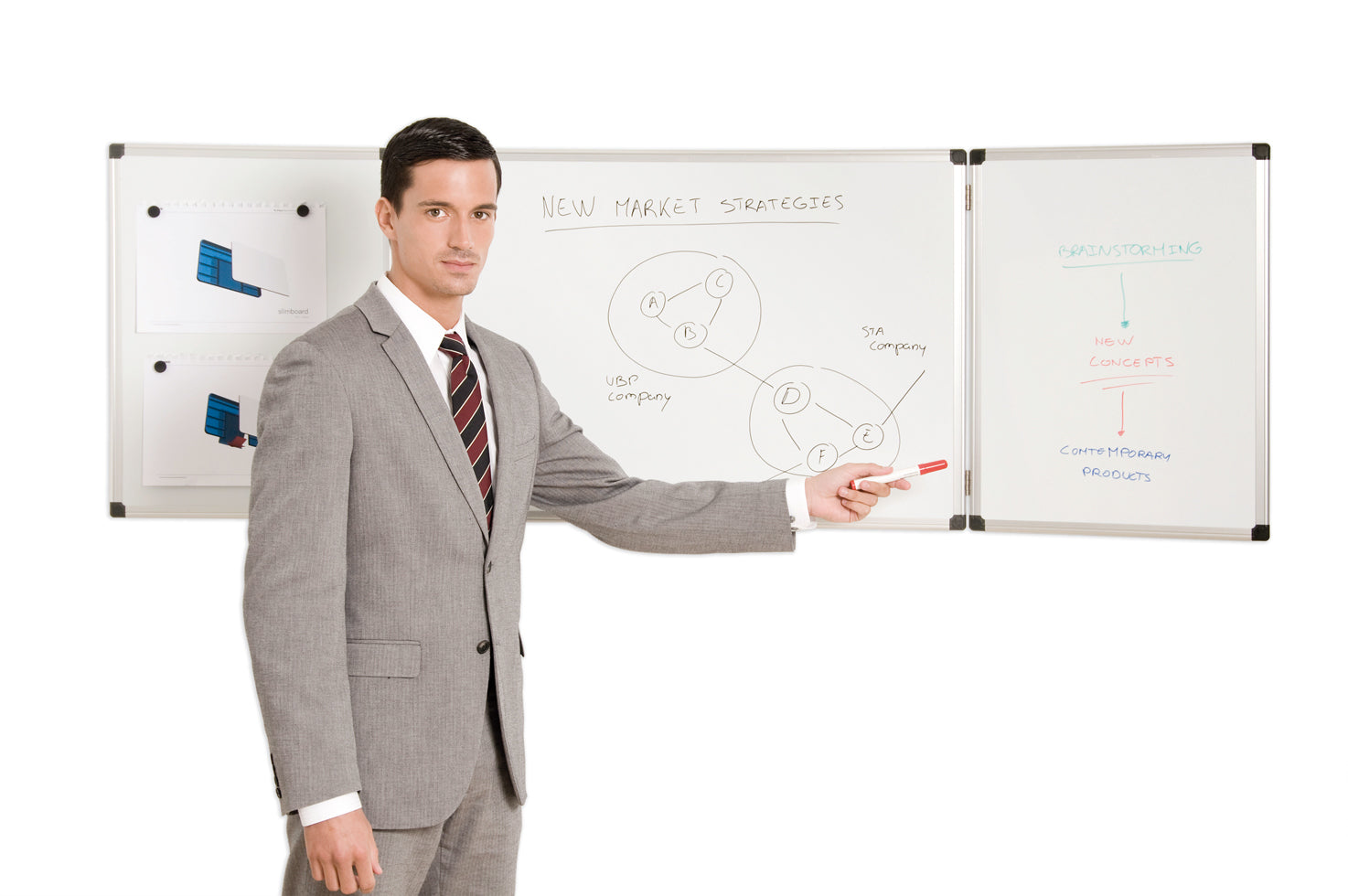 Bi-Office Whiteboard – 120 × 90 cm, Emaille, magnetisch, Aluminiumrahmen, inkl. Stifteablage, Montagematerial