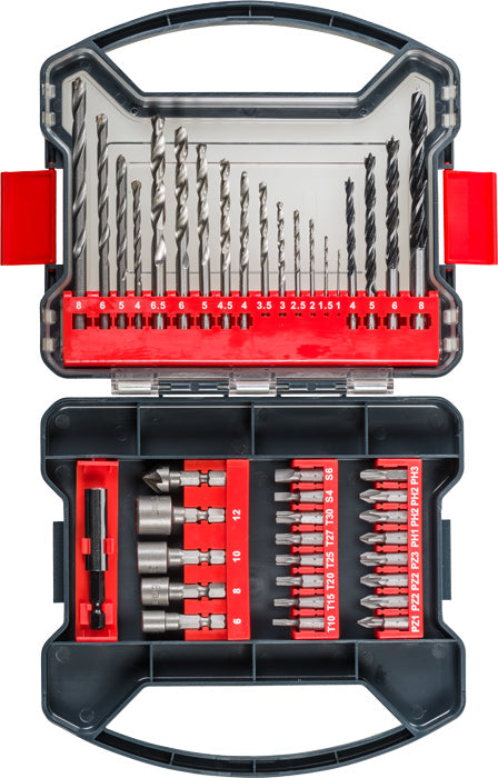 kwb Bohr- & Bit-Set 4 mm Stahl 1/4" – für Holz – 41-tlg. – magnetisch