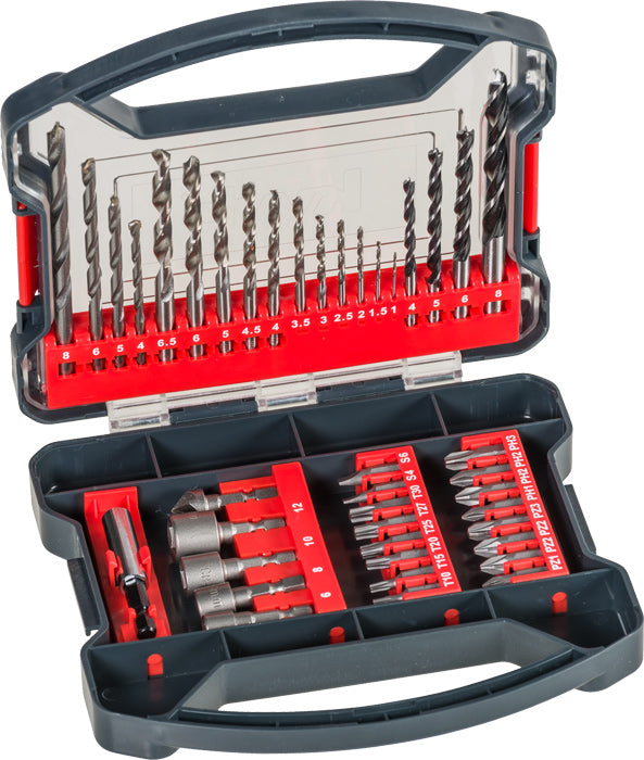 kwb Bohr- & Bit-Set 4 mm Stahl 1/4" – für Holz – 41-tlg. – magnetisch