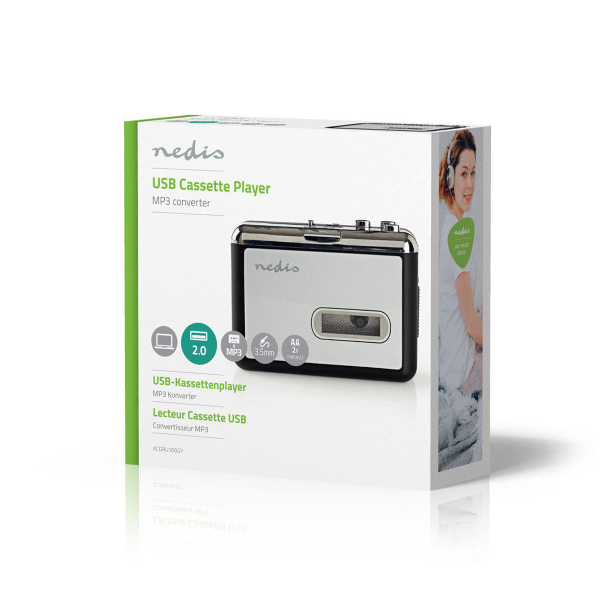 Nedis Kassetten-Adapter – Kassetten-Digitalisierer, Micro-USB, 3,5 mm – Grau