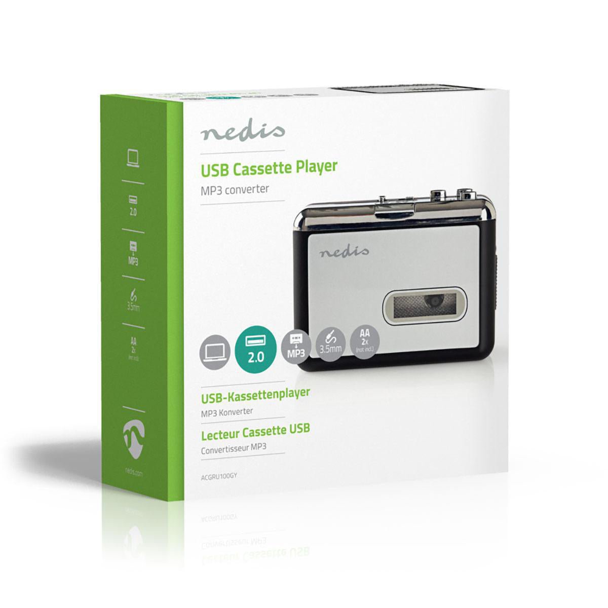 Nedis Kassetten-Adapter – Kassetten-Digitalisierer, Micro-USB, 3,5 mm – Grau