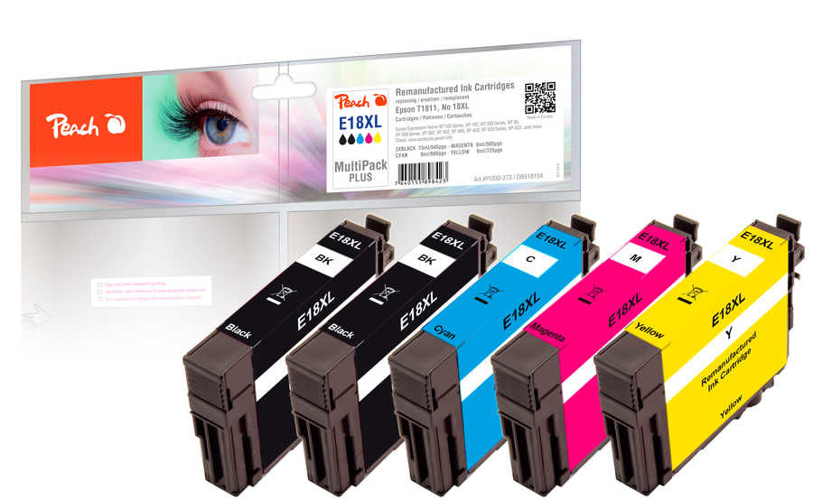 Peach Tintenpatronen-Multipack, XL, 5er-Pack, kompatibel – für Epson Expression Home XP-415